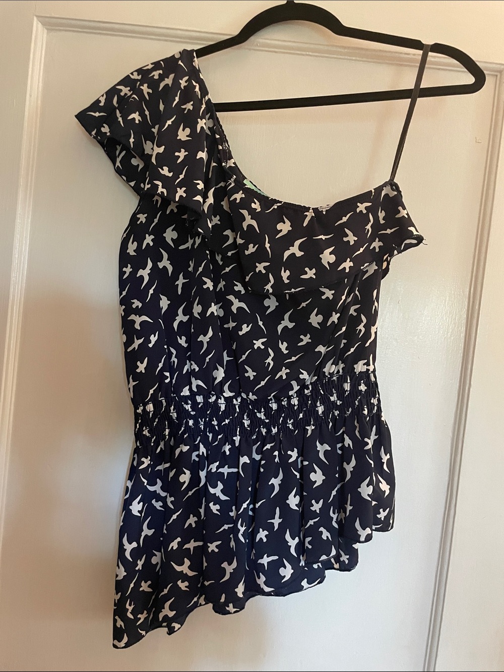 Peplum One Shoulder Flutter Top